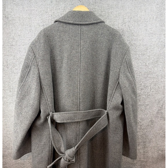 Dunst Unisex Mac Coat XL Charcoal Gray Wool Blend Pockets Belted Classic Winter - Picture 4 of 16